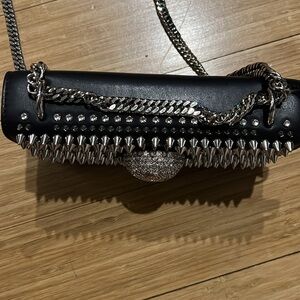 Philipp Plein Black and Silver Studded Clutch